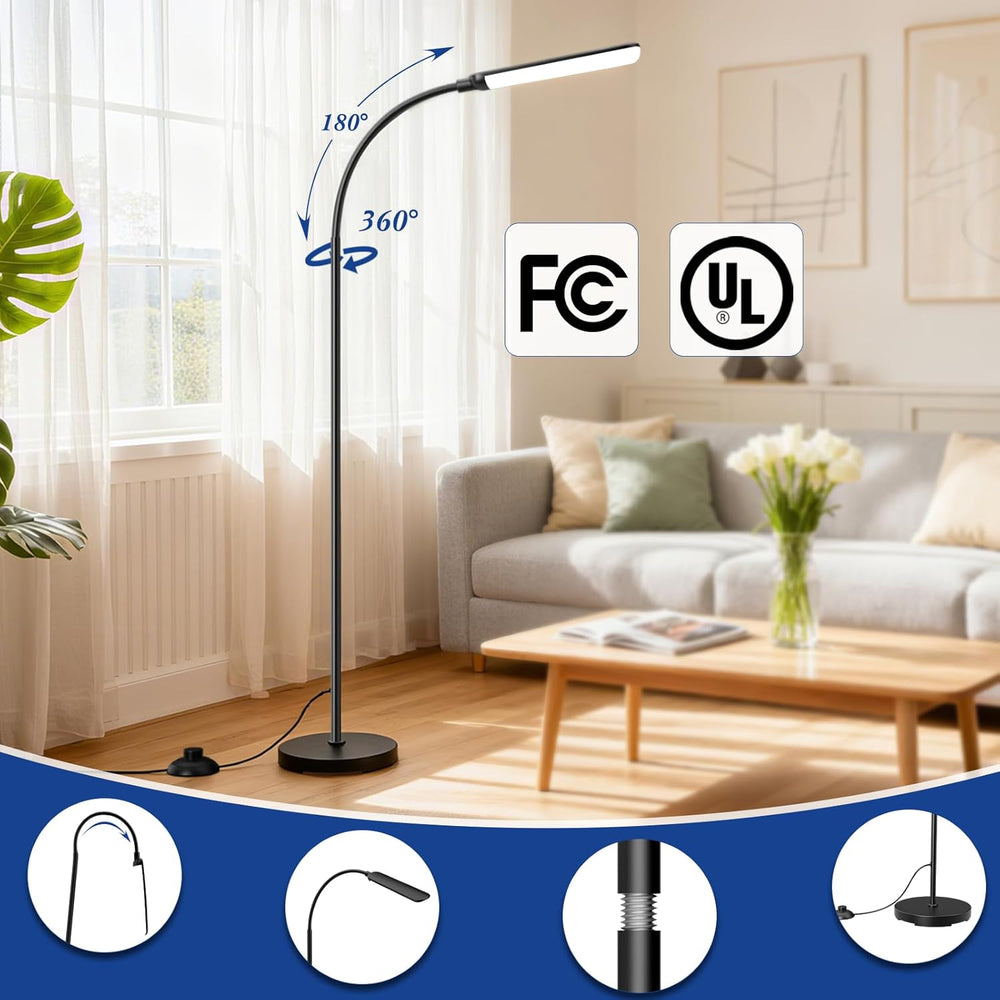Floor Lamp, LED Floor Lamp with Remote Control Foot Switch for Living Room, S...