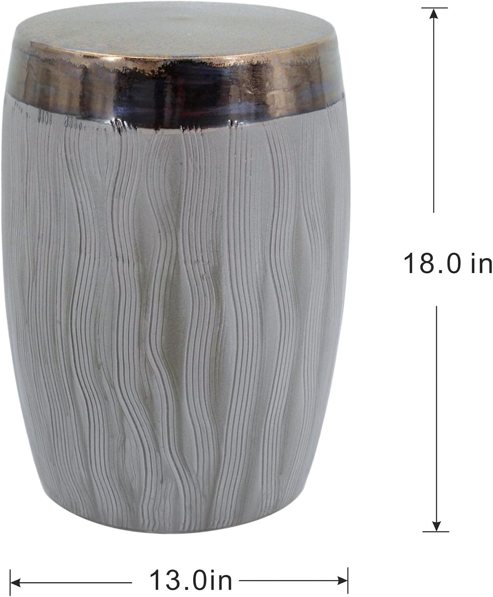 A&B Home Wave Pattern Stool - Drum Shape Ceramic Stool, Decorative Multip...
