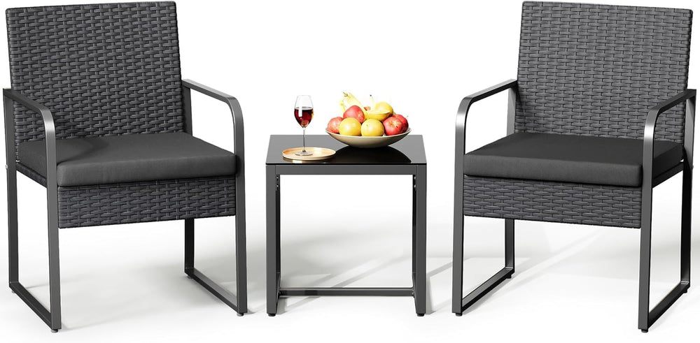 Gizoon 3 Pieces Patio Furniture Sets, Outdoor Rattan Conversation