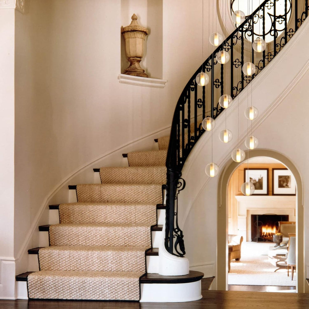 14 Lights Staircase Chandelier for High Ceiling, Dimmable Modern Crystal Rain...