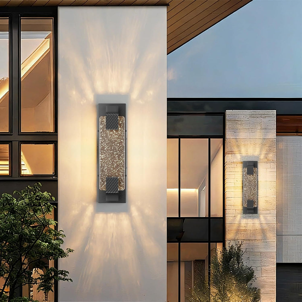 Tipace 15.7in Black Outdoor Wall Sconces Modern LED Crystal Exterior Lights, ...