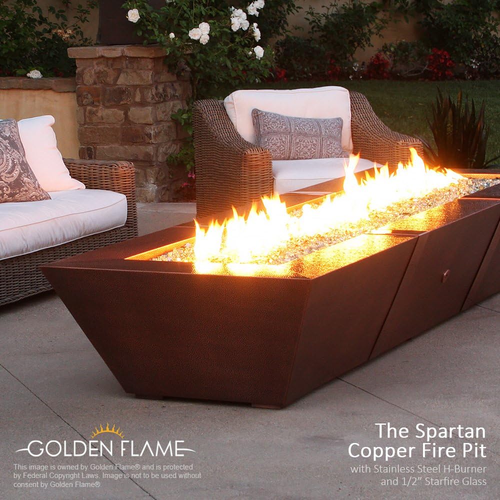 Golden Flame 18 x 6 in H-Burner, Natural Gas Fireplace & Fire Pit, 304 St...