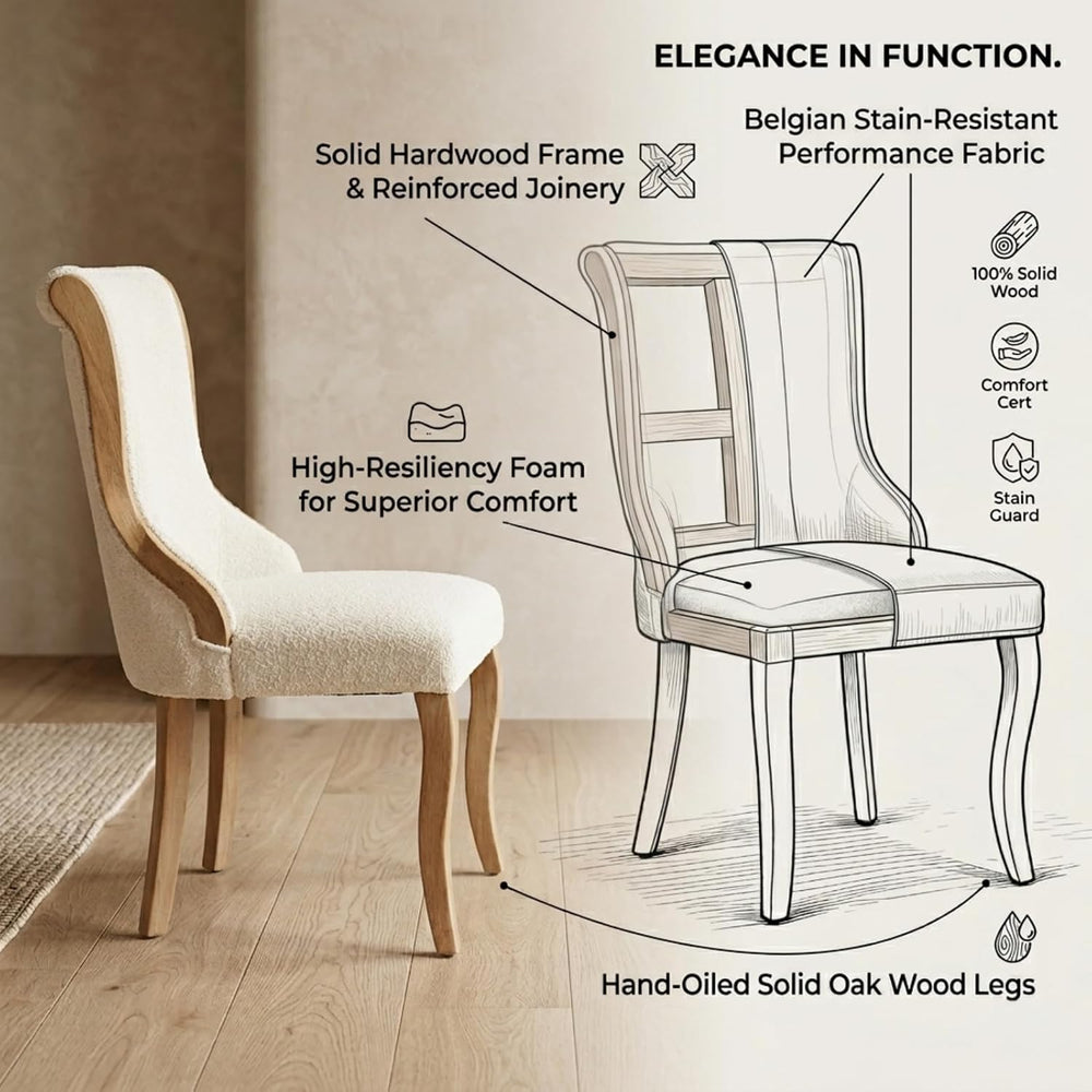 Wooden Dining Chairs Set of 6, Mid Century Modern Upholstered Kitchen & D...
