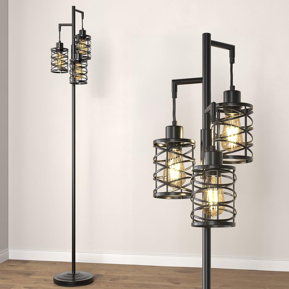 Oneach 70" Industrial Floor Lamp, Stepless Dimmable Standing Lamp with 3...