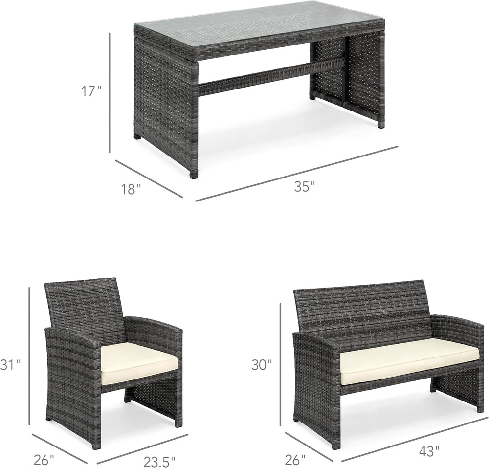 Best Choice Products 4-Piece Outdoor Wicker Patio Conversation Furniture Set ...