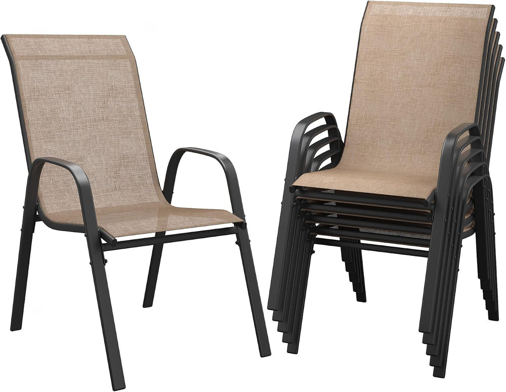 DIFY Patio Chairs Set of 6, Stackable Outdoor Dining Chairs Set with Breathab...