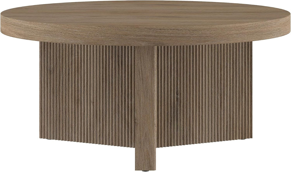 Henn&Hart 32" Scandinavian Fluted Coffee Table, Weathered Gray
