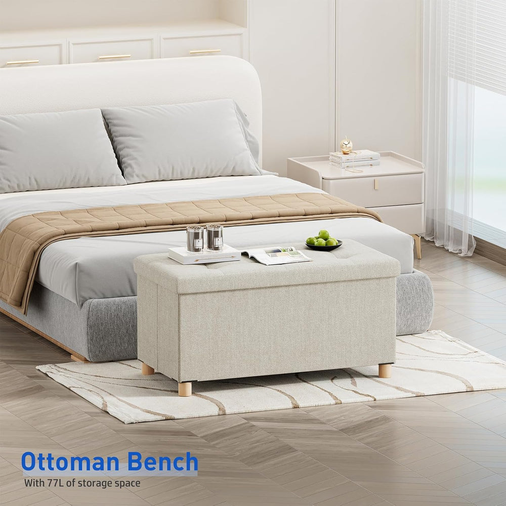 BRIAN & DANY 30 Inches Folding Storage Ottoman Bench, Ottoman with Storag...