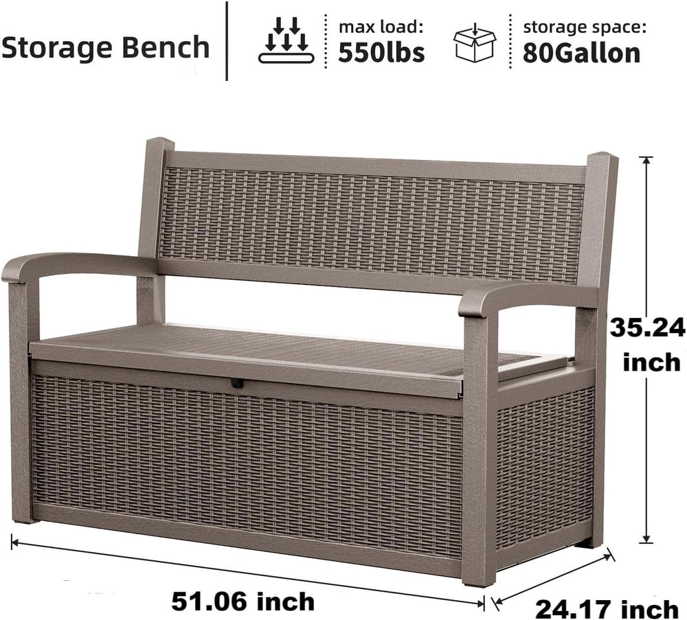 EasyUp 80 Gallon Outdoor Storage Bench Lockable Deck Box Outdoor Storage Box ...