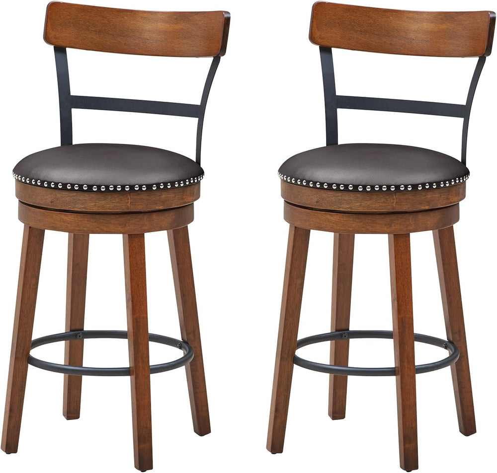 GIANTEX Bar Stools Set of 2-25.5" Counter Height Swivel Rubber Wood Bars...