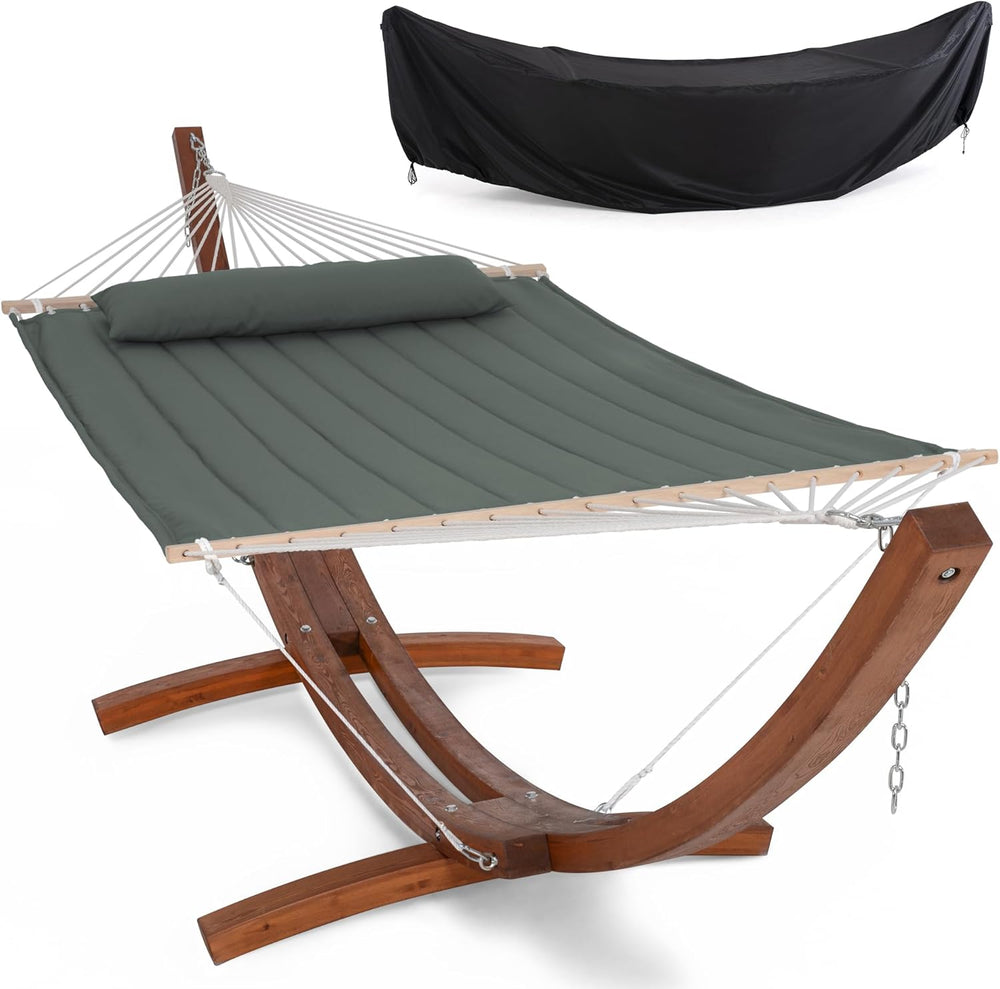 SUNCREAT Hammocks for Outside with Stand, Hammock Cover, Extra Large Double H...