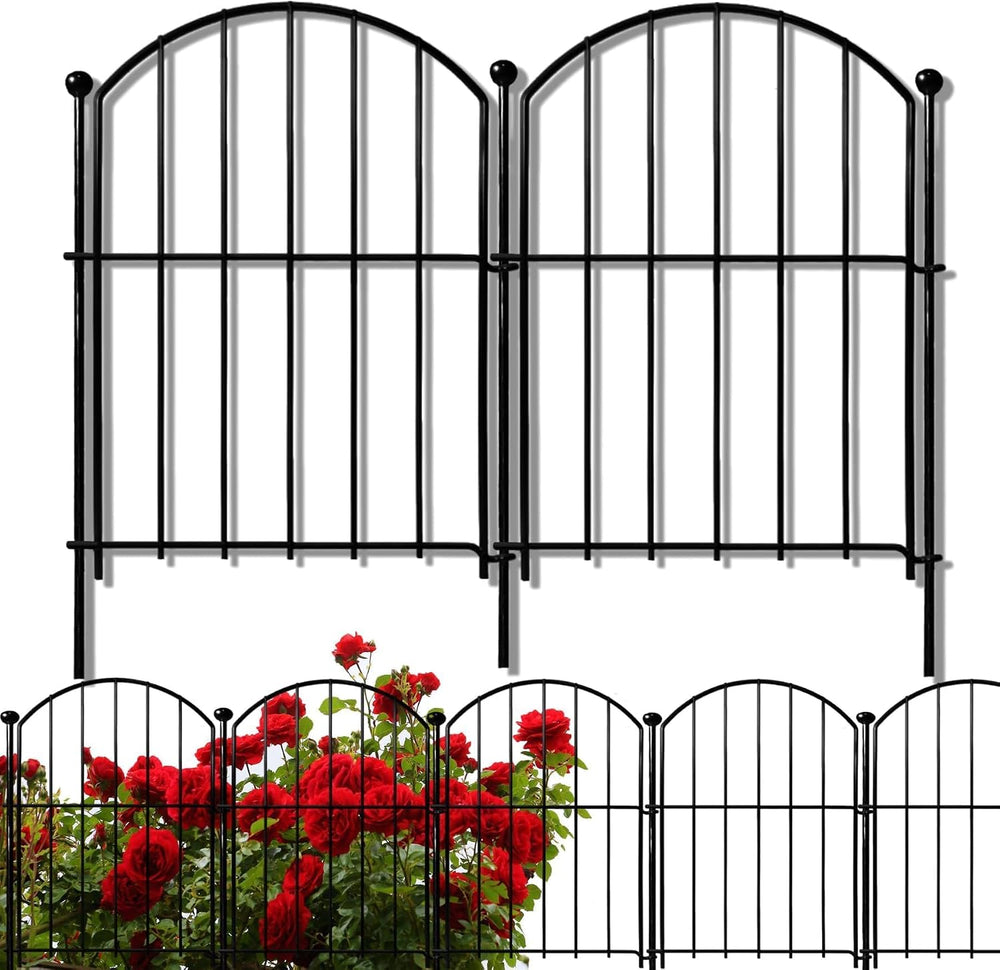Decorative Garden Fence 17in x10ft, 10 Pack Rustproof Metal No Dig Fence Anim...