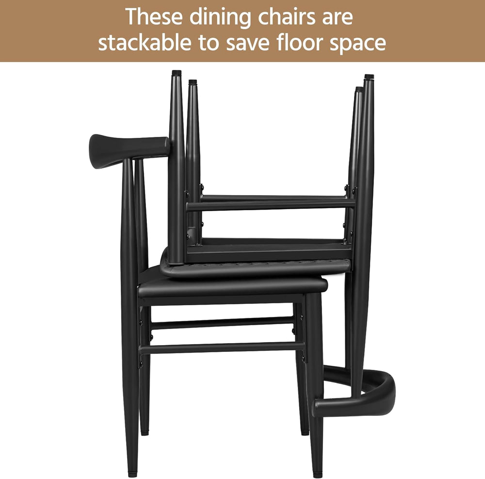 Yaheetech Mid Century Modern Dining Chairs Set of 2 Metal Legs Black Chair