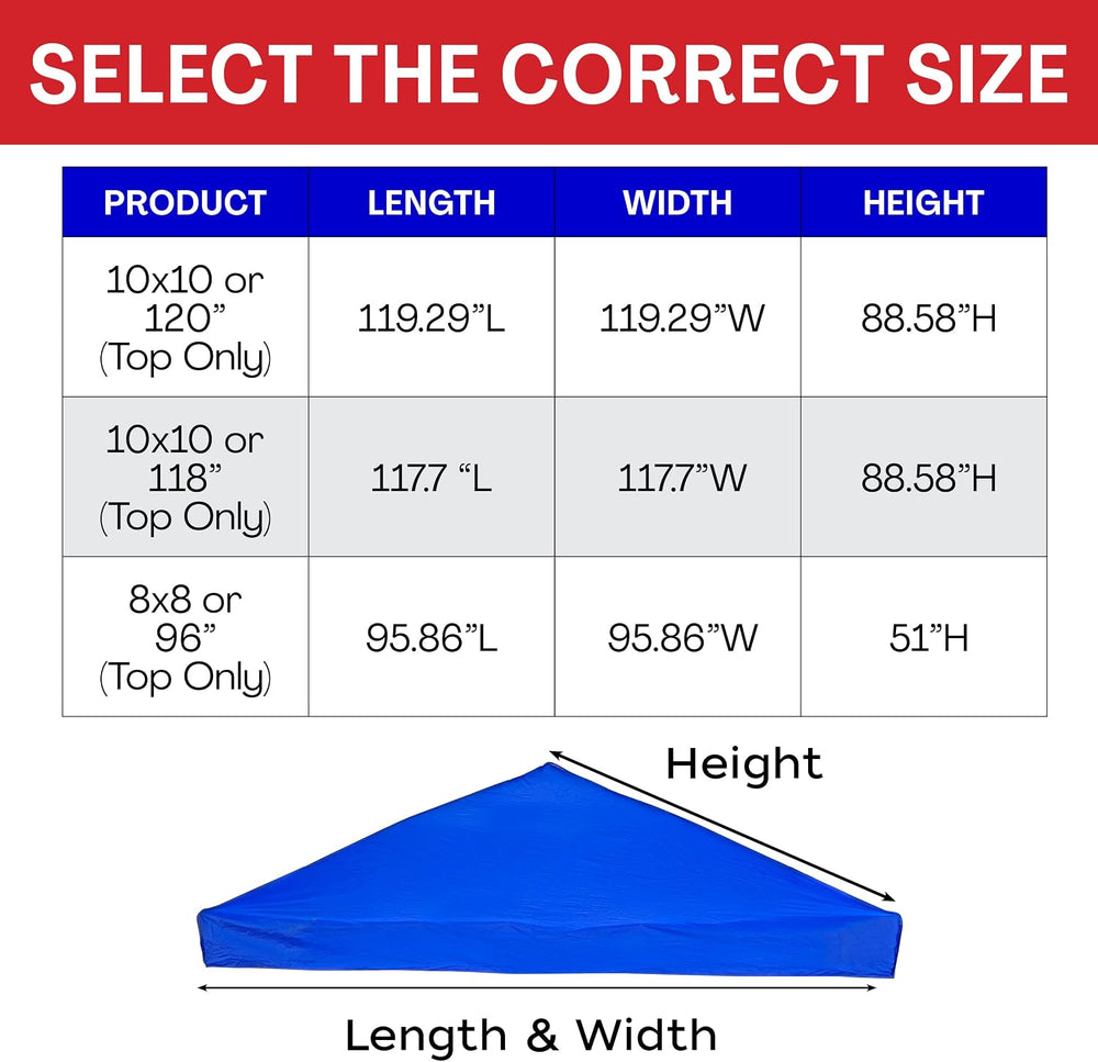 8x8 Pop Up Canopy Top Replacement Cover (Top Only)