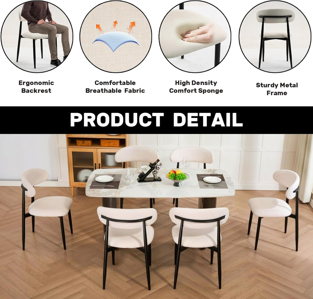 UVV Dining Chairs Set of 8, Metal Kitchen Chairs with Modern Fabric Upholster...