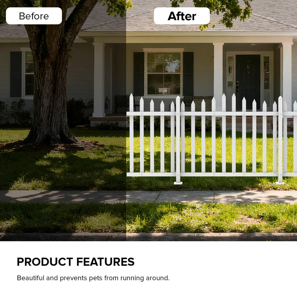 1 Set Vinyl Picket Fence Panels White 84''Wx36''H PVC Decorat...