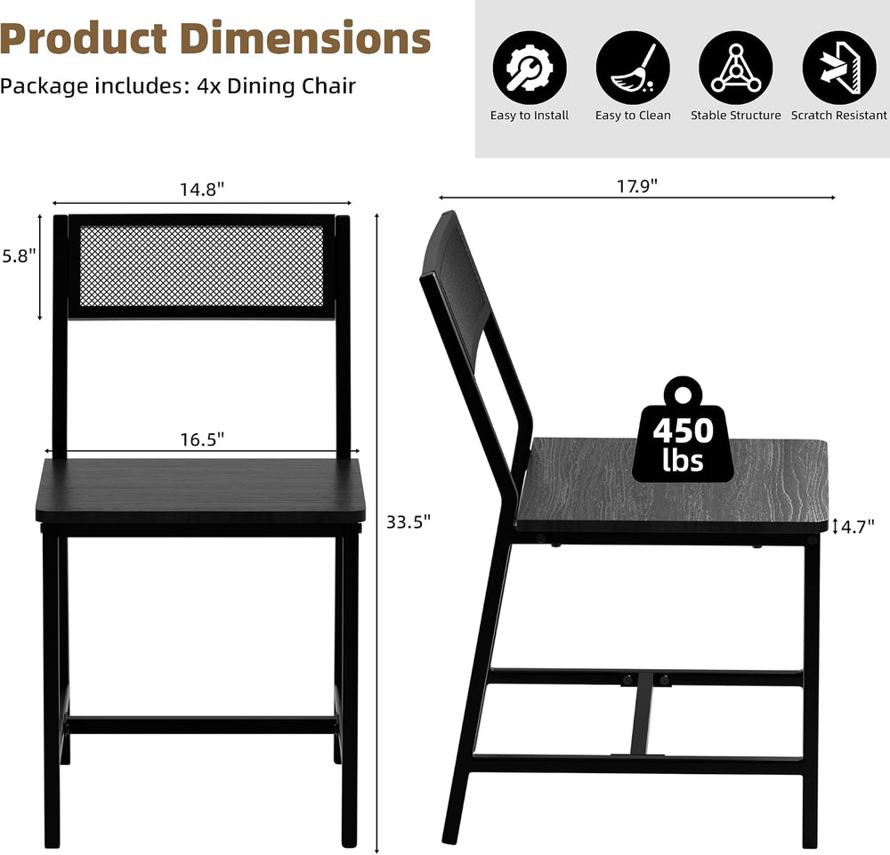 DHZ Dining Chairs Set of 4, Industrial Metal Mesh Dining Room Chairs with Bre...