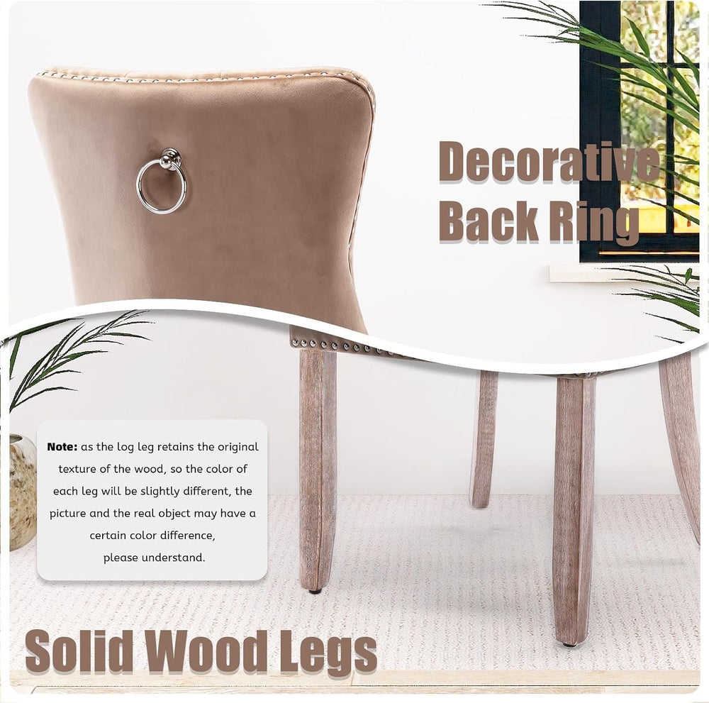 SoarFlash Velvet Dining Chairs Set of 2, Tall Back Side Chair, Modern Upholst...