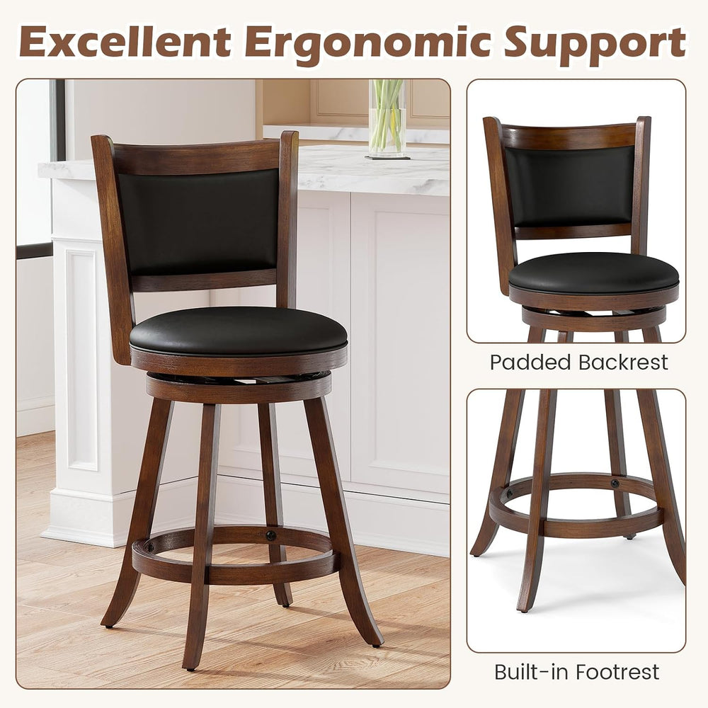 COSTWAY Bar Stools Set of 2, 360 Degree Swivel