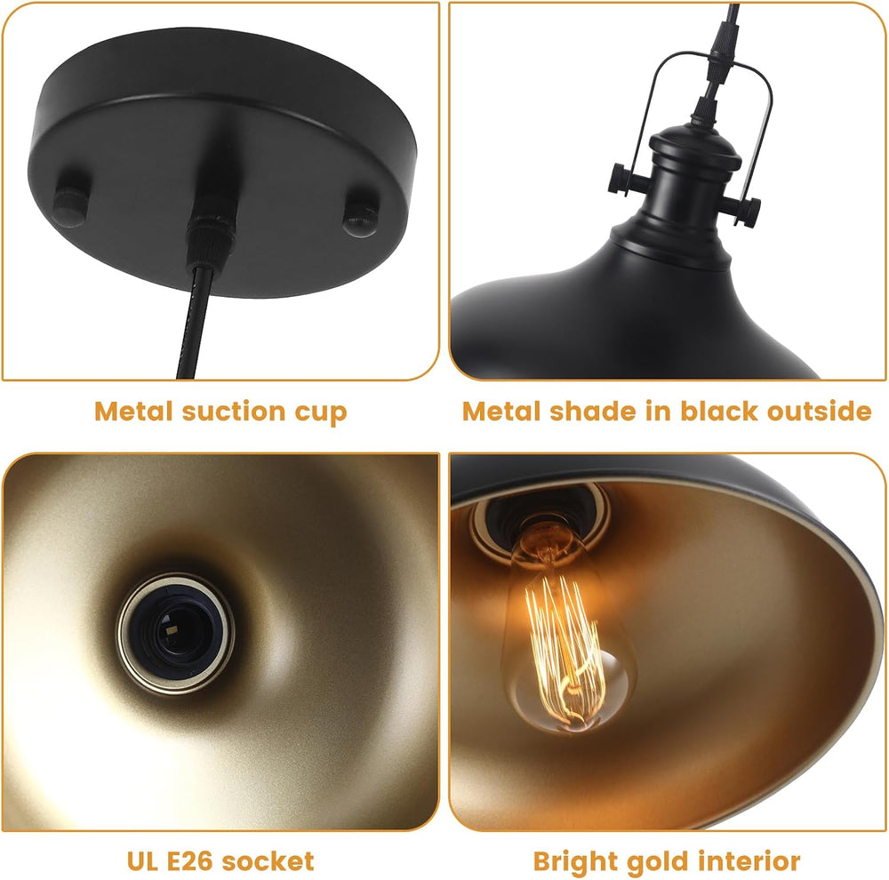 Black Pendant Lights Kitchen Island 3 Pack, 11.41" Kitchen Pendant Light...