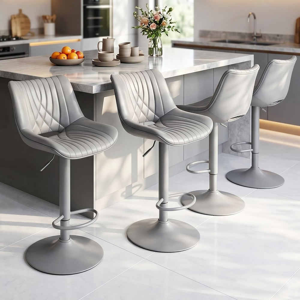 Swivel Bar Stools Set of 4, Height Adjustable Counter Height Bar Stools with ...