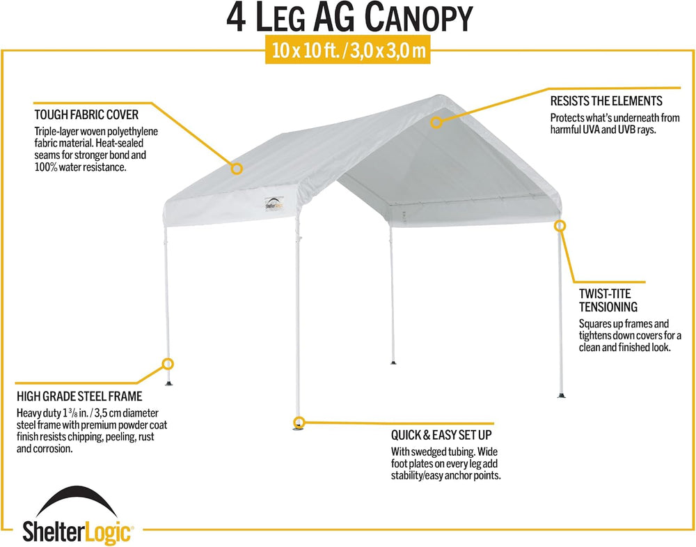 ShelterLogic 10' x 10' MaxAP Canopy Series Compact Outdoor Easy to As...