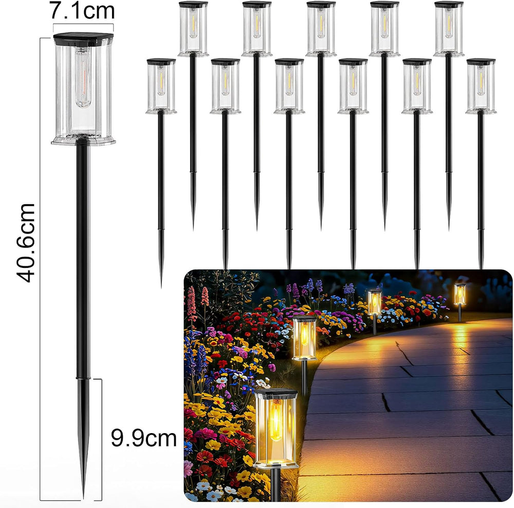 Solar Lights Outdoor, 12 Pack Solar Pathway Lights Outdoor Waterproof, Auto O...