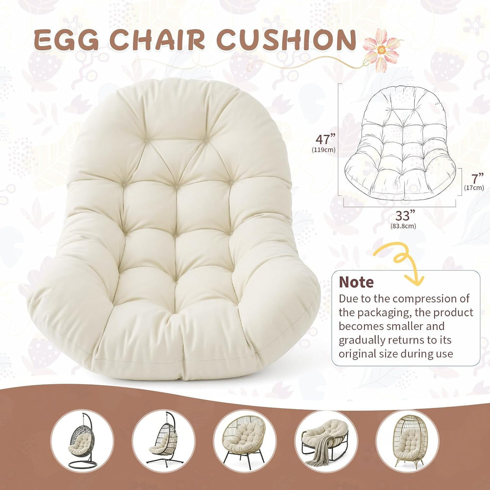 Outdoor Egg Chair Cushion Replacement, Waterproof Hanging Chair Cushion with ...