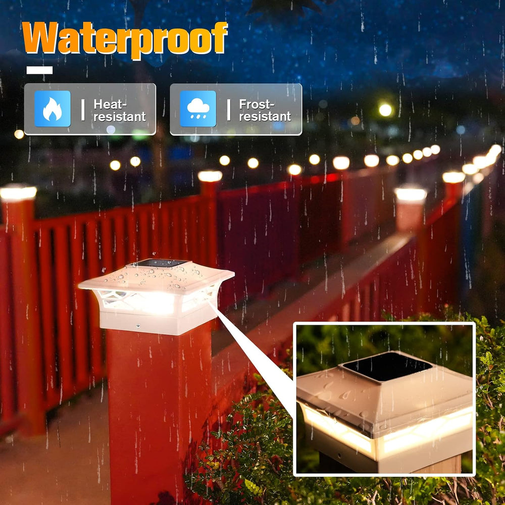 VOLISUN 6Pack Solar Post Cap Lights, 2 Color Modes Deck Lights, White