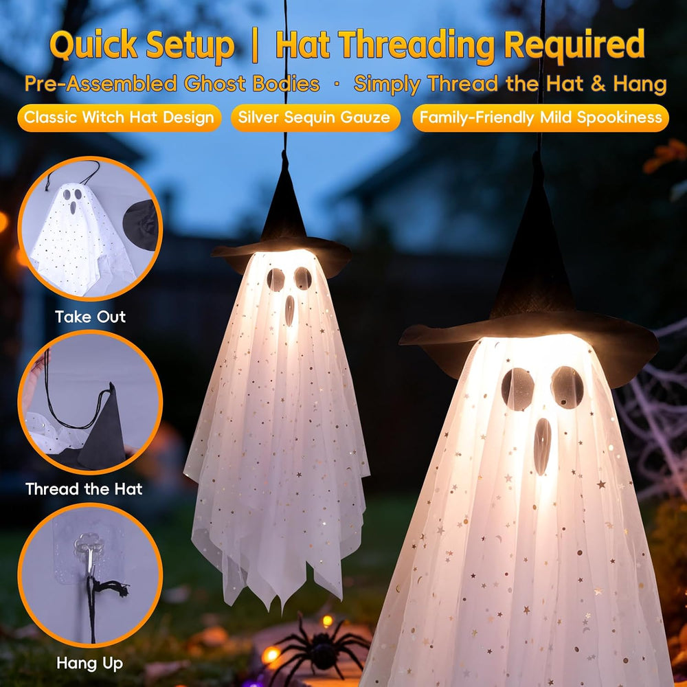 3 Pack Halloween Decorations Swinging Ghost Outdoor Decor