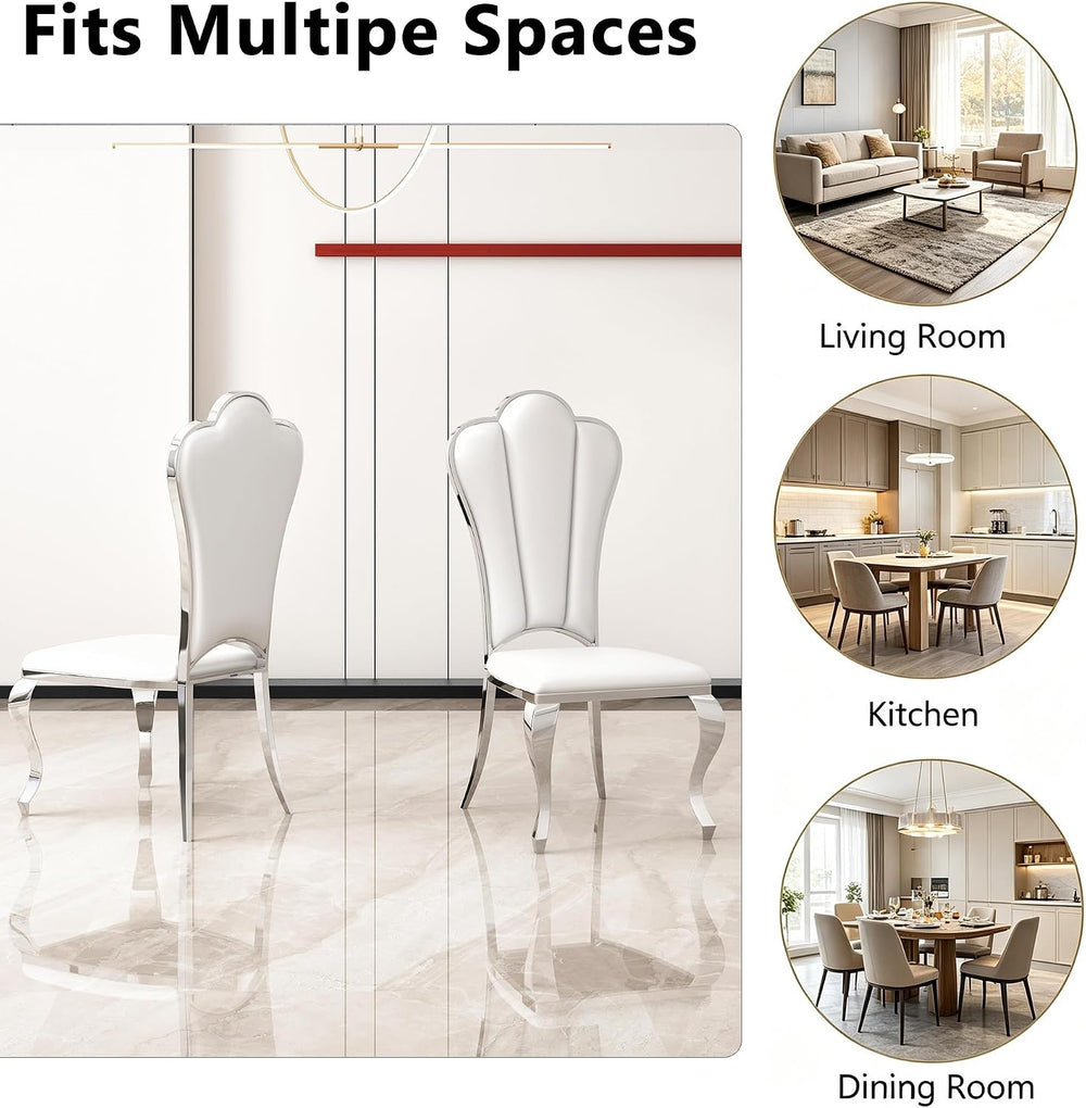 HomVent Leatherette Stainless Steel Dining Chairs Set of 4,Comfortable Uphols...