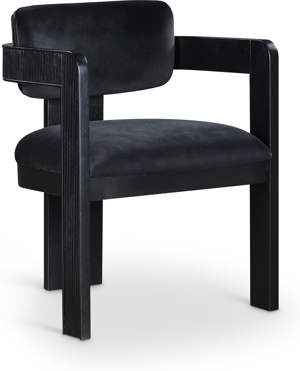 Meridian Furniture Sacha Velvet/Rubberwood Dining Chair, Black, Set of 2