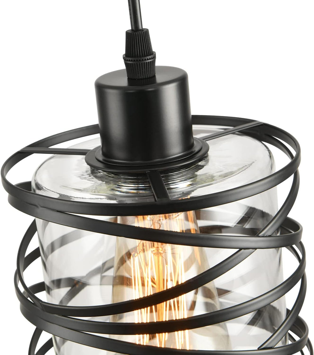 3 Pack Pendant Light Kitchen Island Pendant Lighting, Glass Hanging Light wit...