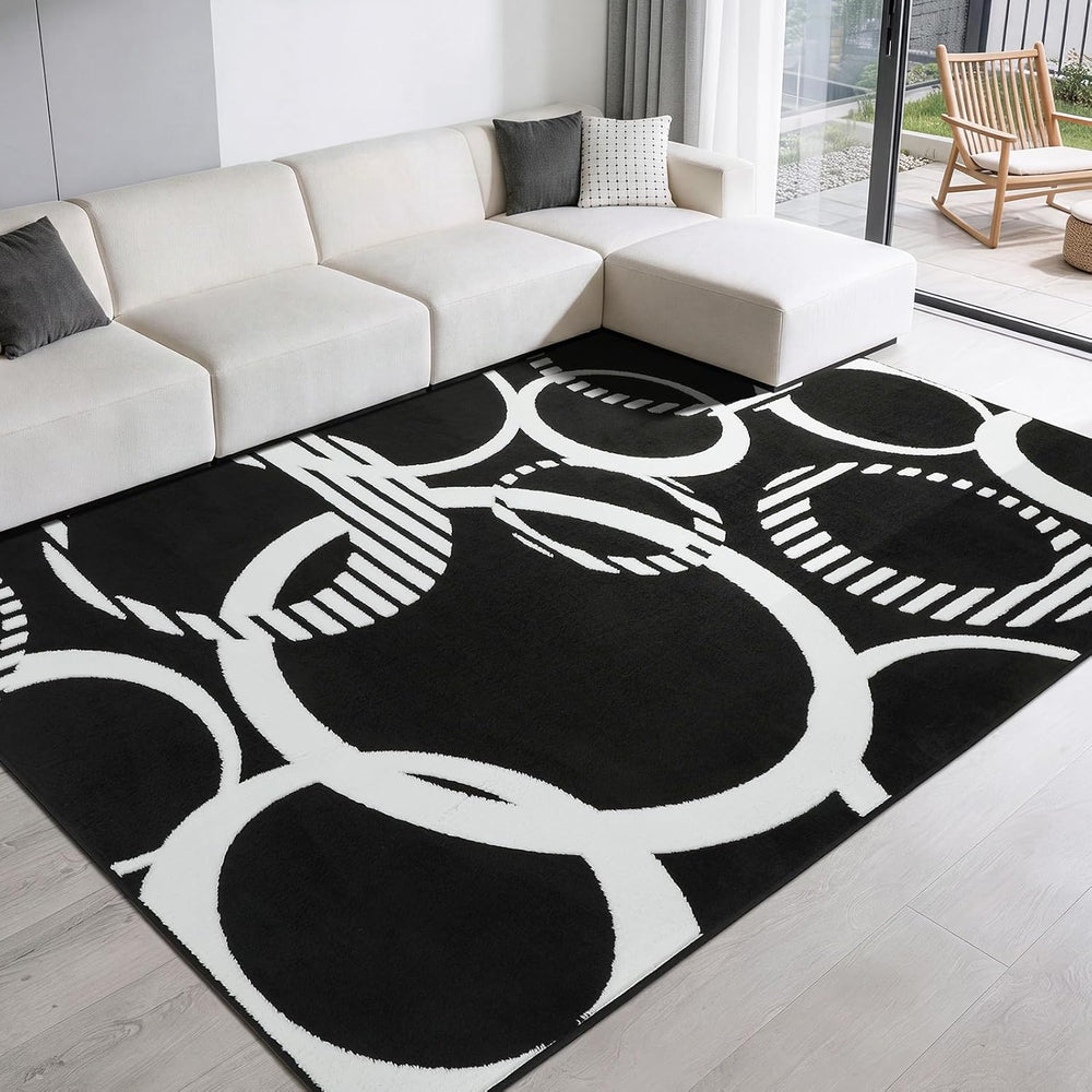 YIHOUSE Black and White Rug Washable 5x7 Area Rugs for Living Room