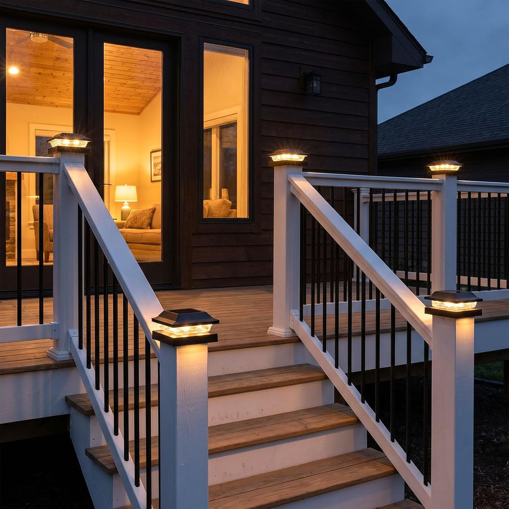 4x4 Solar Post Cap Lights 12-Pack, 16 LED Dual Mode for Wood/Vinyl Posts