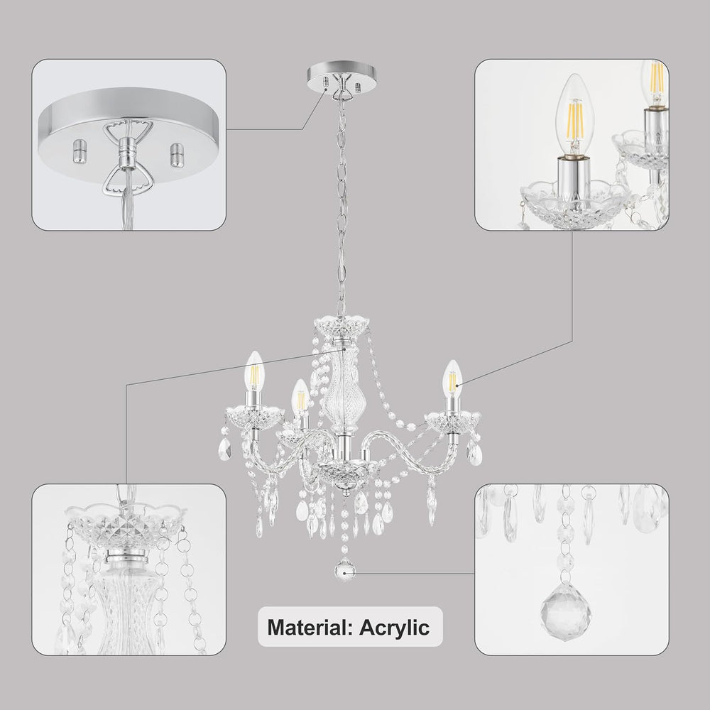 Luvkczc Chandeliers for Dining Room, 3-Light Acrylic Ceiling Light Adjustable...