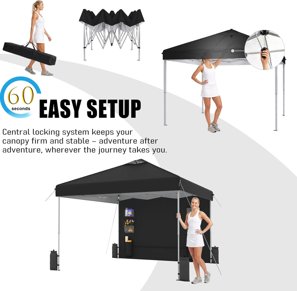 SANWAY 10x10 Pop Up Canopy Tent with Sidewall, Vendor Booth Shelter