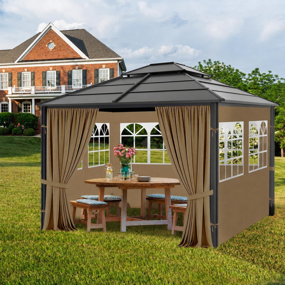 Gazebo Privacy Curtains 10' x 12' with PVC Windows, 4-Panels Side Wal...