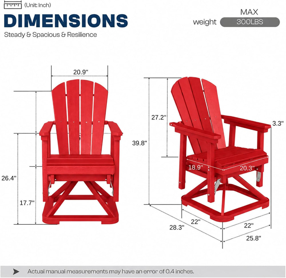 4-Piece Adirondack Swivel Glider Chair Set, Composite HDPE Outdoor Furniture ...
