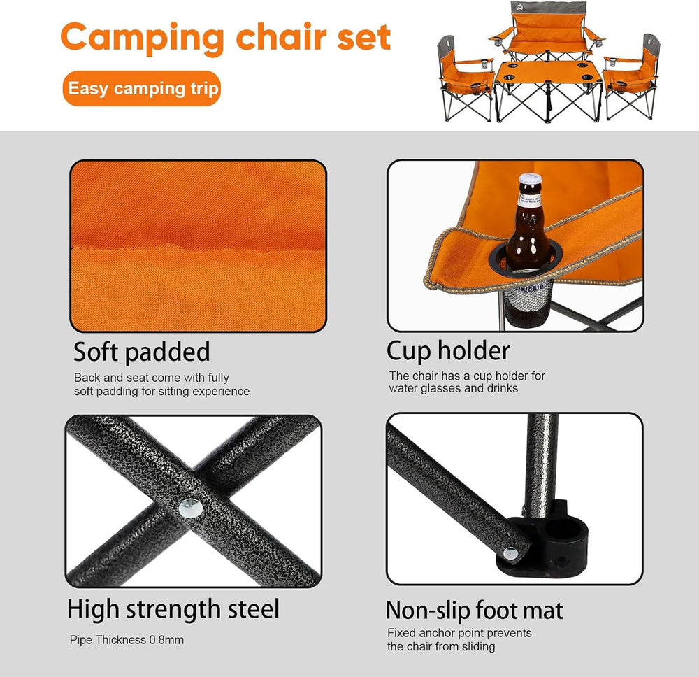 Northroad Folding Camping Chair Set of 4, Portable Collapsible Conversation S...