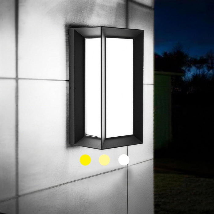 Sytmhoe Outdoor Wall-Porch-Light, Modern Exterior LED Wall Sconce,24W-Led Matte Black Exterior Wall Fixtures,Mounted Wall Patio Lamps,3-Color-Changeable for Garage Walkway Backyard Garden
