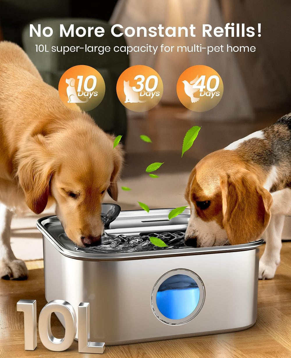 oneisall 10L/2.6Gal Dog Water Fountain for Large Dogs (with 2 Filters)