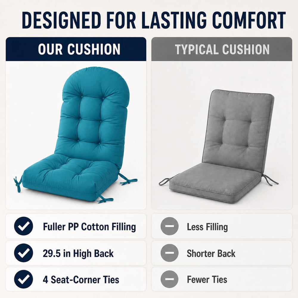 Rocking Chair Cushion, Outdoor Thick Adirondack Chair Cushions, High Back Sea...