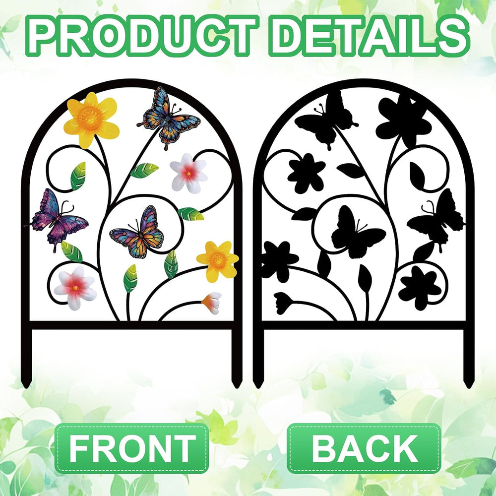 4 Pack Butterfly Decorative Garden Fence Metal Butterfly Flower Design Metal ...