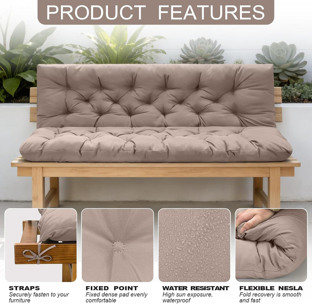 Porch Swing Cushions, Outdoor Swing Replacement Cushions 3 Seater with Backre...