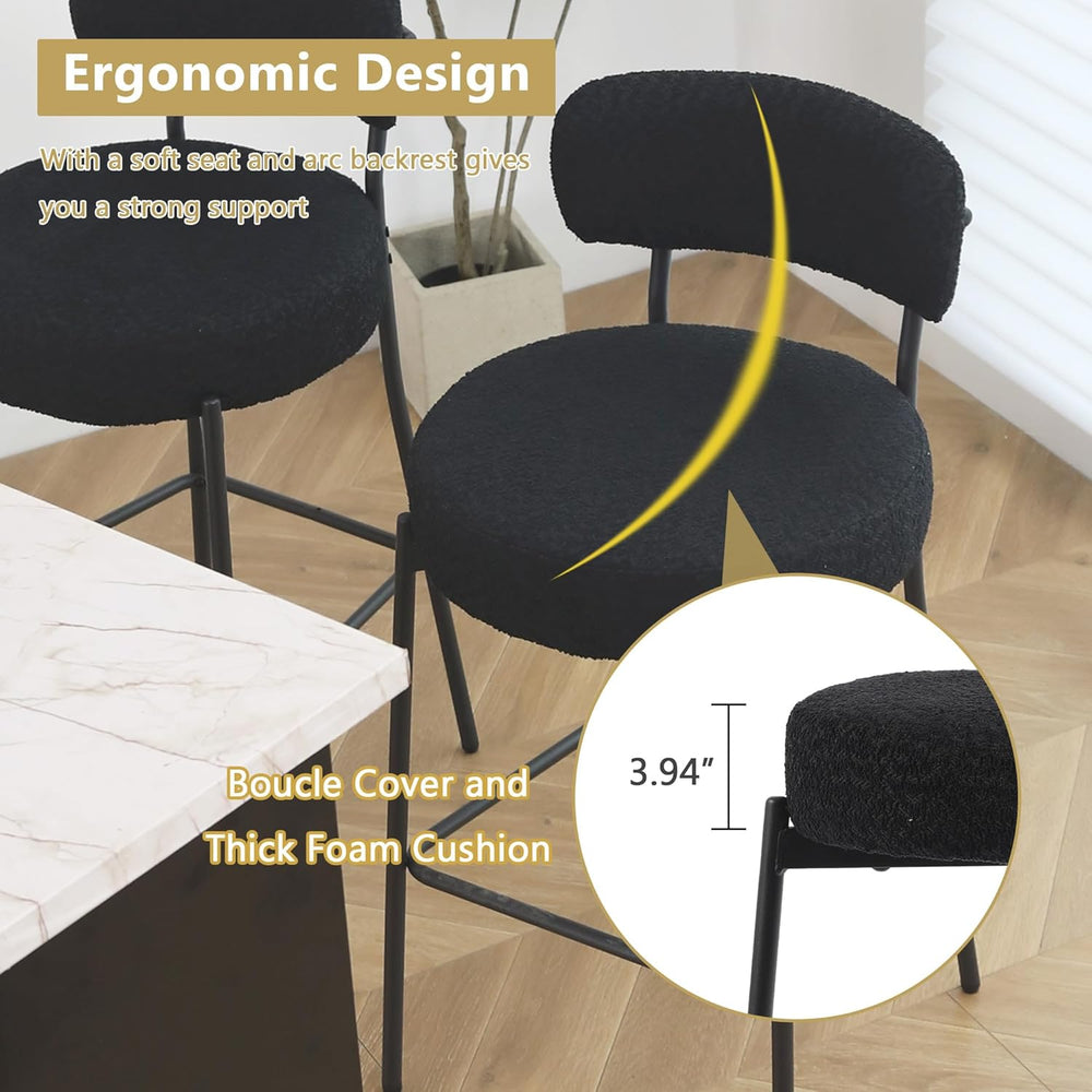 DYHOME Bar Stools Set of 2,Black 28 inch Counter Height Bar Stools with Curve...