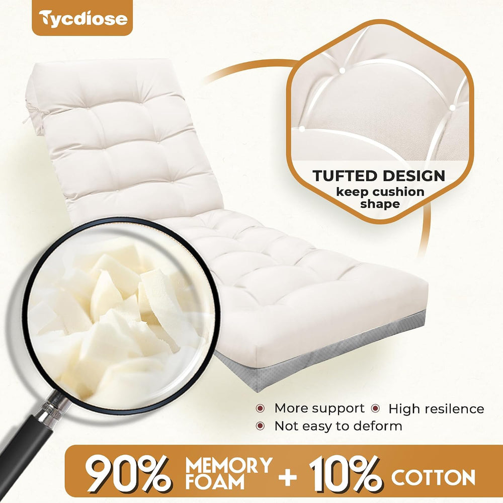 Outdoor Lounge Chair Cushion, Waterproof Replacement Chaise Lounge Cushions f...