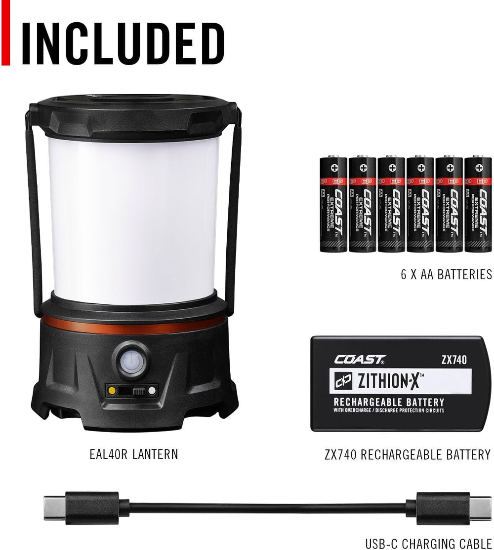 COAST EAL40R 2500 Lumen Rechargeable Emergency Camping Lantern with Red Flash...