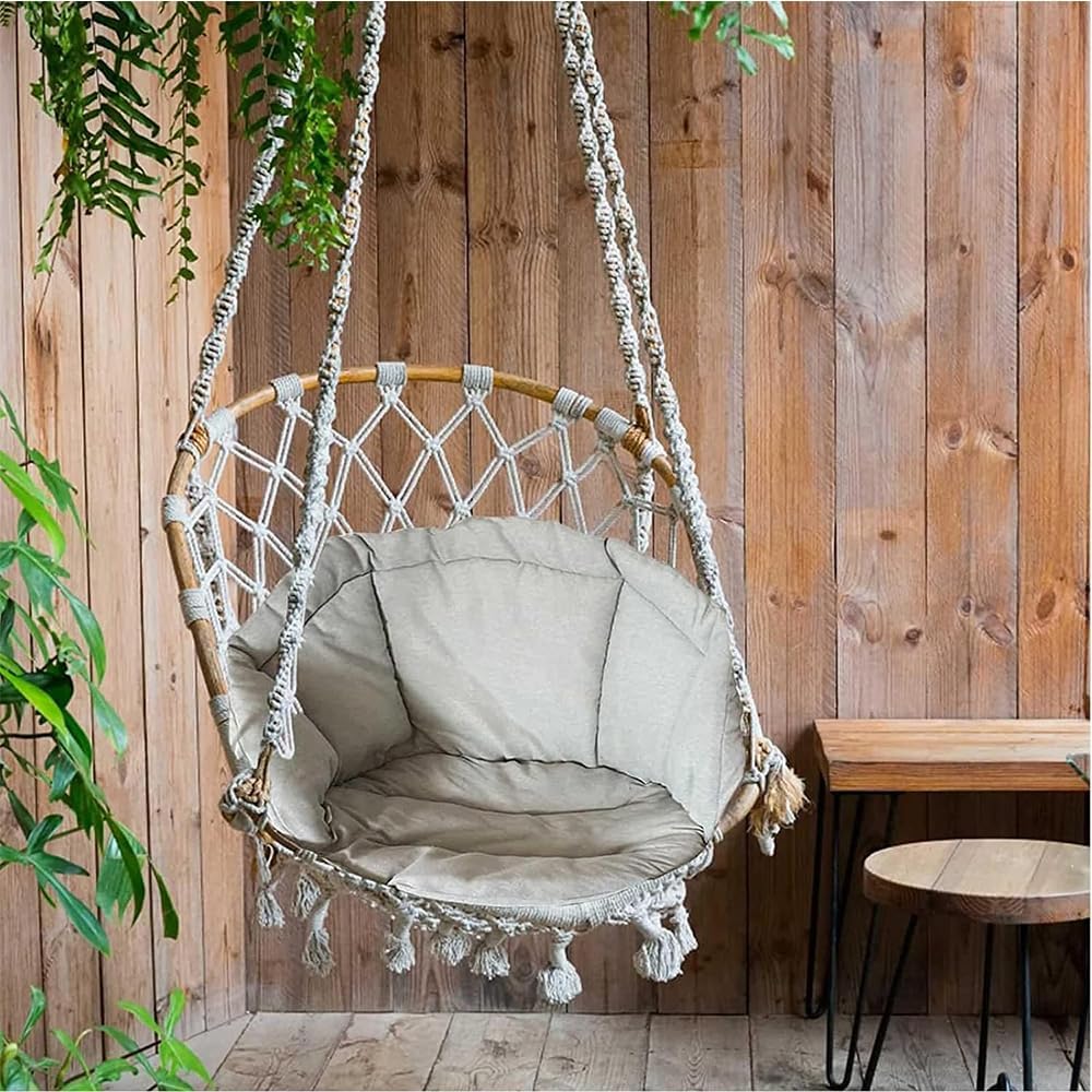Hammock Chair Cushion, Hanging Basket Egg Chair Cushion Round Seat Thick Nest...