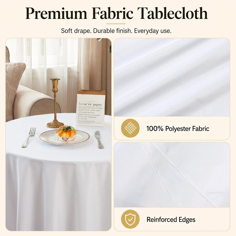 Fixwal 6 Pack 120 Inch Tablecloths Round White Table Cover